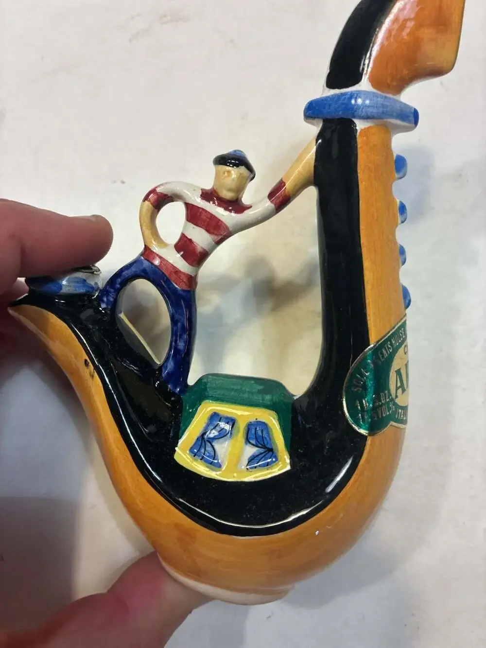 Vintage Girolamo Luxardo Ardo Cherry Wine Gondola Ceramic Decanter